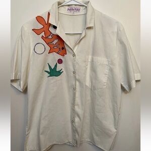 Sally Von Werlhof Salaminder VINTAGE Size Small Women’s Fish Button Down…